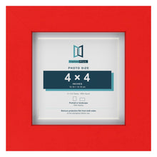 Red 5 x 5 inch picture frame with a white mount for a 4 x 4 inch photo