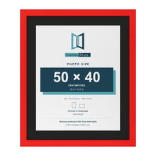 Red 60 x 50 cm picture frame with a black mount for a 50 x 40 cm photo