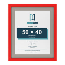 Red 60 x 50 cm picture frame with a Dawn Grey mount for a 50 x 40 cm photo