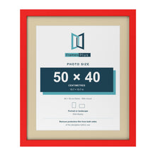Red 60 x 50 cm picture frame with an ivory mount for a 50 x 40 cm photo