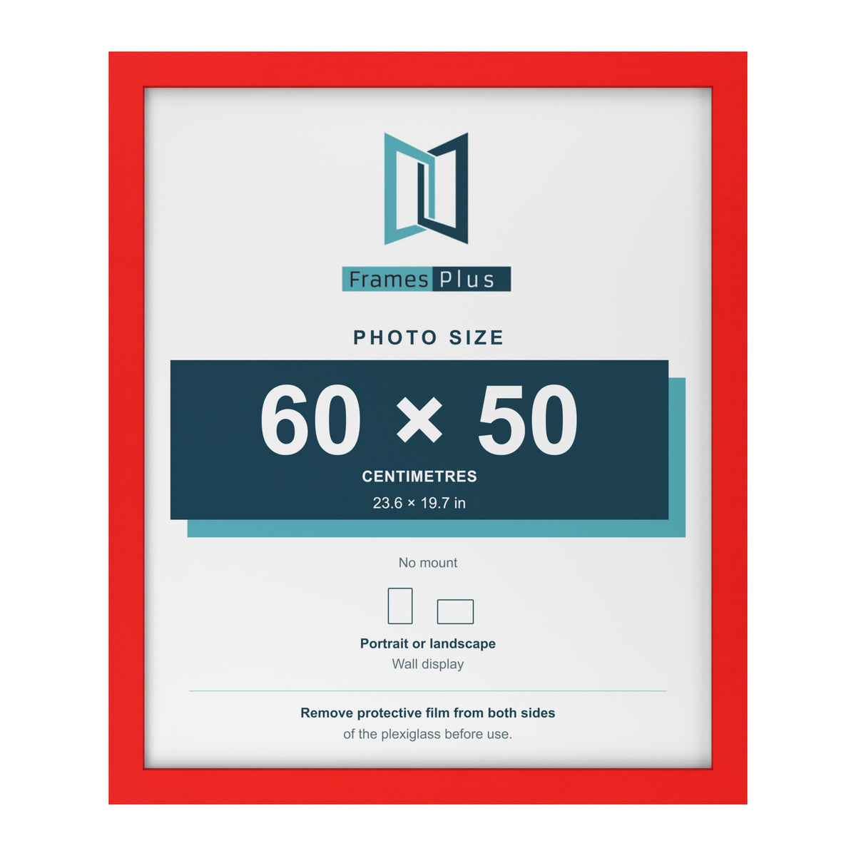 Red picture frame for a 60 x 50 cm photo