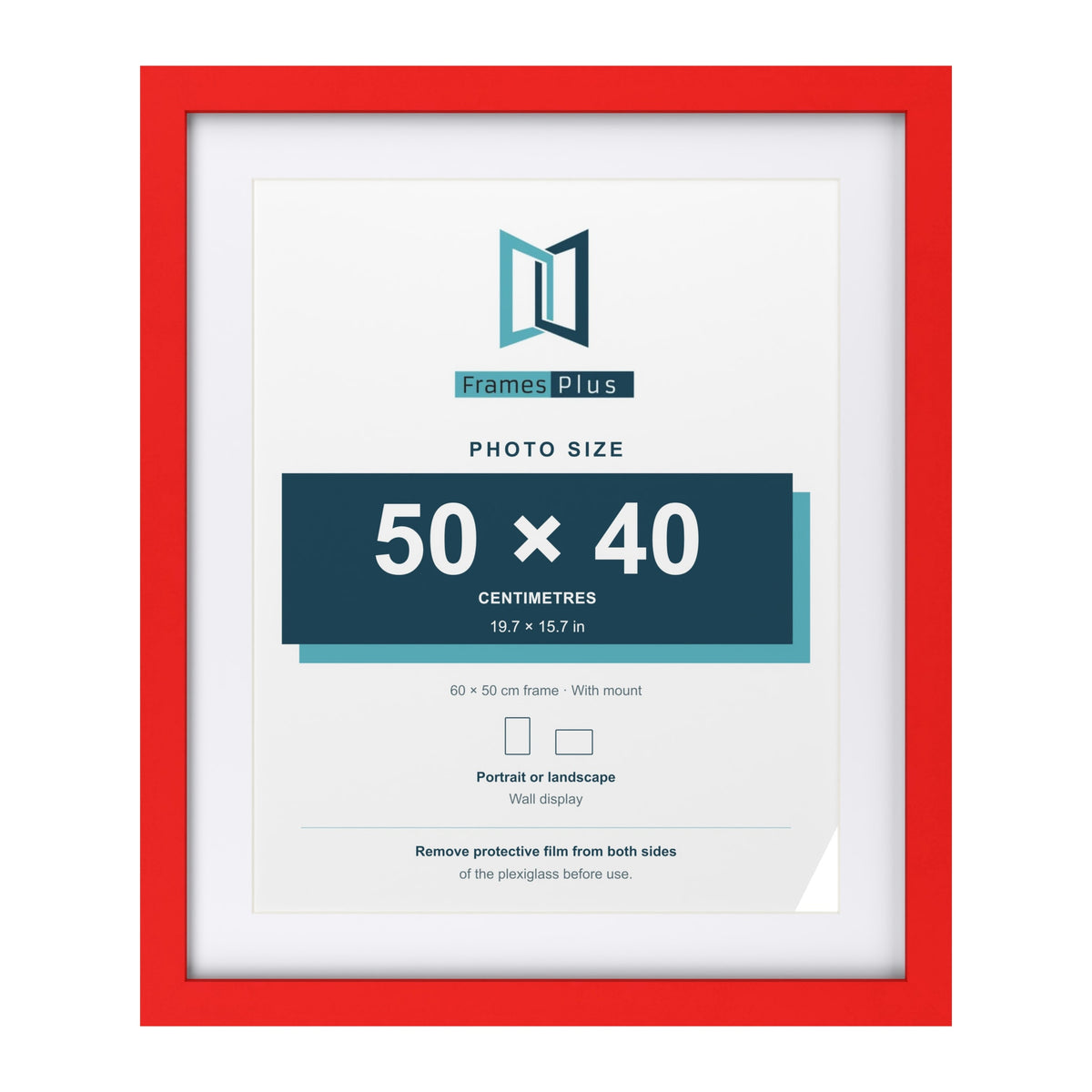 Red 60 x 50 cm picture frame with a white mount for a 50 x 40 cm photo