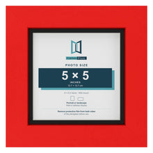 Red 6 x 6 inch picture frame with a black mount for a 5 x 5 inch photo