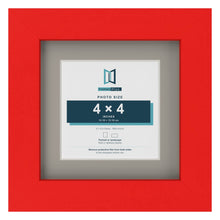 Red 6 x 6 inch picture frame with a Dawn Grey mount for a 4 x 4 inch photo