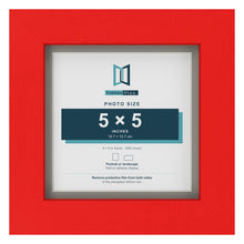 Red 6 x 6 inch picture frame with a Dawn Grey mount for a 5 x 5 inch photo