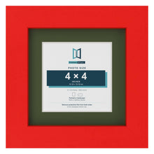 Red 6 x 6 inch picture frame with a green mount for a 4 x 4 inch photo