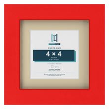 Red 6 x 6 inch picture frame with an ivory mount for a 4 x 4 inch photo