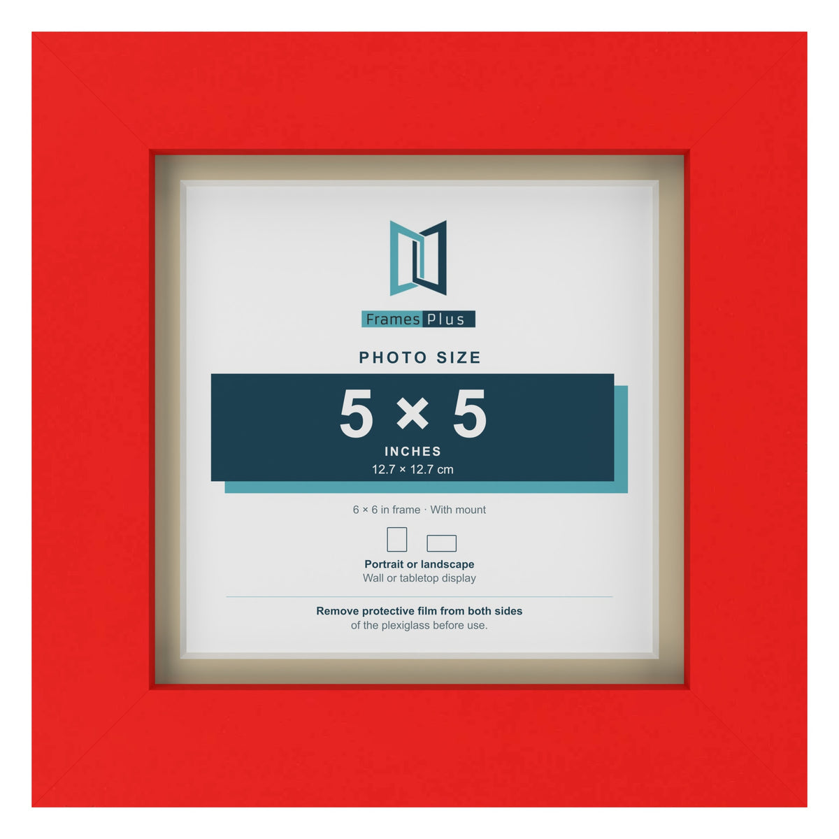 Red 6 x 6 inch picture frame with an ivory mount for a 5 x 5 inch photo