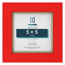 Red 6 x 6 inch picture frame with an ivory mount for a 5 x 5 inch photo