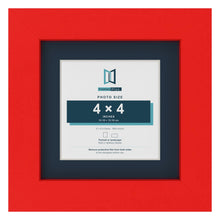 Red 6 x 6 inch picture frame with a Pacific Blue mount for a 4 x 4 inch photo