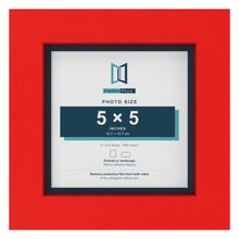 Red 6 x 6 inch picture frame with a Pacific Blue mount for a 5 x 5 inch photo