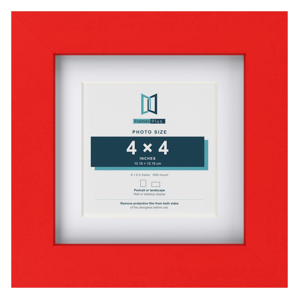 Red 6 x 6 inch picture frame with a white mount for a 4 x 4 inch photo