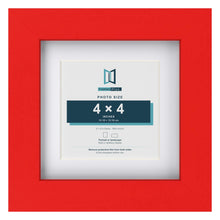 Red 6 x 6 inch picture frame with a white mount for a 4 x 4 inch photo