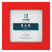 Red 6 x 6 inch picture frame with a white mount for a 5 x 5 inch photo