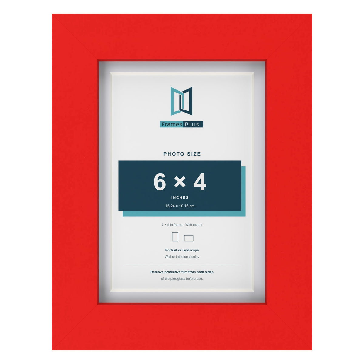 Red 7 x 5 inch picture frame with a white mount for a 6 x 4 inch photo