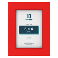 Red 7 x 5 inch picture frame with a white mount for a 6 x 4 inch photo