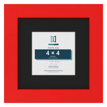Red 7 x 7 inch picture frame with a black mount for a 4 x 4 inch photo