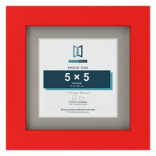 Red 7 x 7 inch picture frame with a Dawn Grey mount for a 5 x 5 inch photo