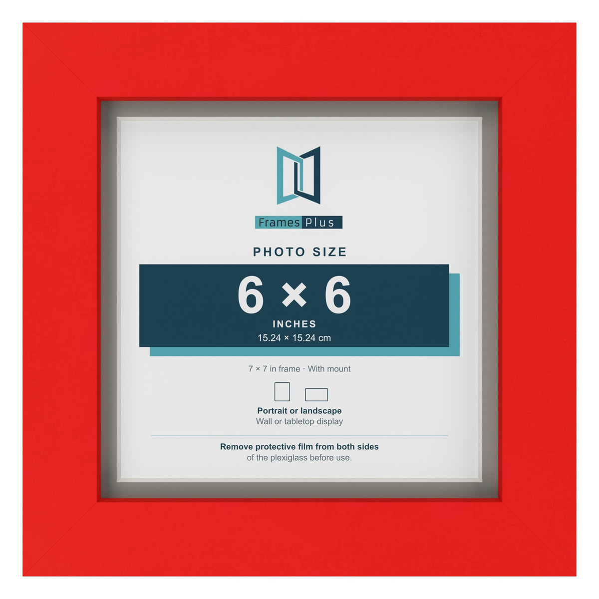 Red 7 x 7 inch picture frame with a Dawn Grey mount for a 6 x 6 inch photo