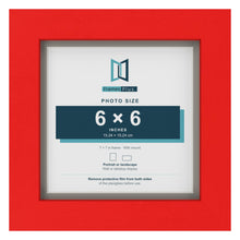 Red 7 x 7 inch picture frame with a Dawn Grey mount for a 6 x 6 inch photo