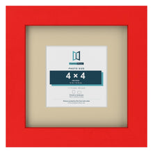 Red 7 x 7 inch picture frame with an ivory mount for a 4 x 4 inch photo