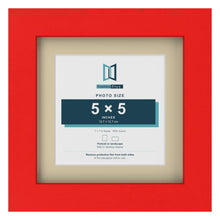 Red 7 x 7 inch picture frame with an ivory mount for a 5 x 5 inch photo