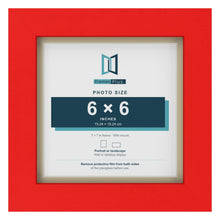 Red 7 x 7 inch picture frame with an ivory mount for a 6 x 6 inch photo