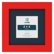 Red 7 x 7 inch picture frame with a Pacific Blue mount for a 4 x 4 inch photo