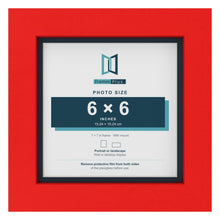 Red 7 x 7 inch picture frame with a Pacific Blue mount for a 6 x 6 inch photo