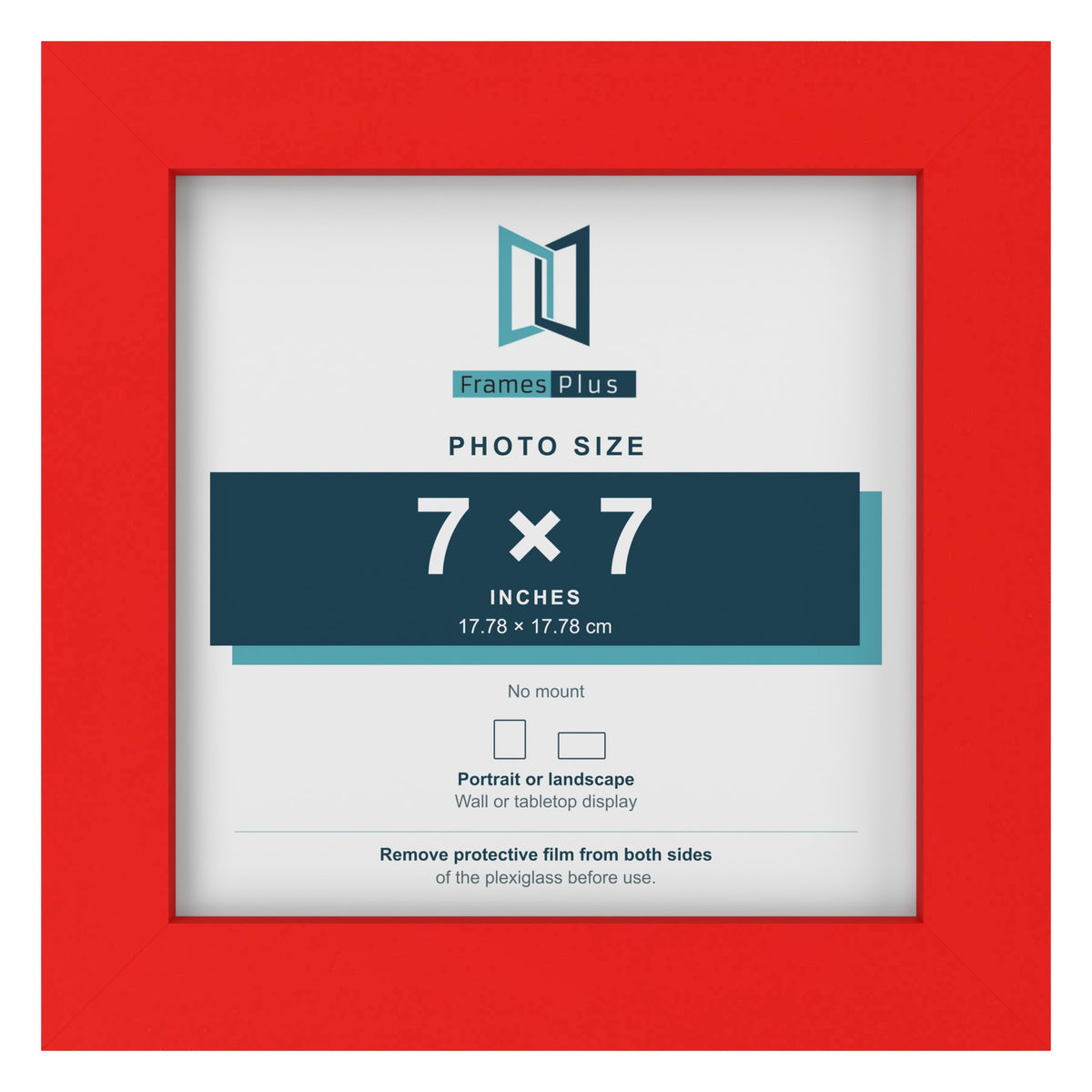 Red picture frame for a 7 x 7 inch photo