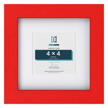 Red 7 x 7 inch picture frame with a white mount for a 4 x 4 inch photo