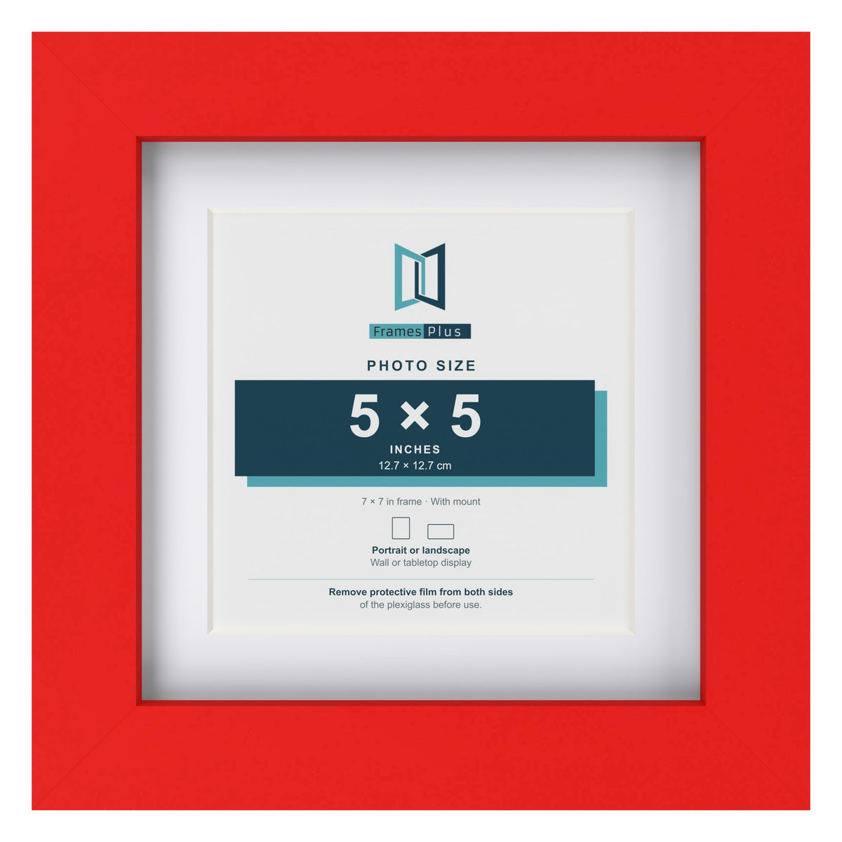 Red 7 x 7 inch picture frame with a white mount for a 5 x 5 inch photo