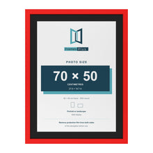 Red 80 x 60 cm picture frame with a black mount for a 70 x 50 cm photo