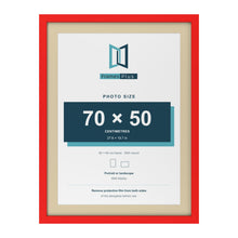 Red 80 x 60 cm picture frame with an ivory mount for a 70 x 50 cm photo