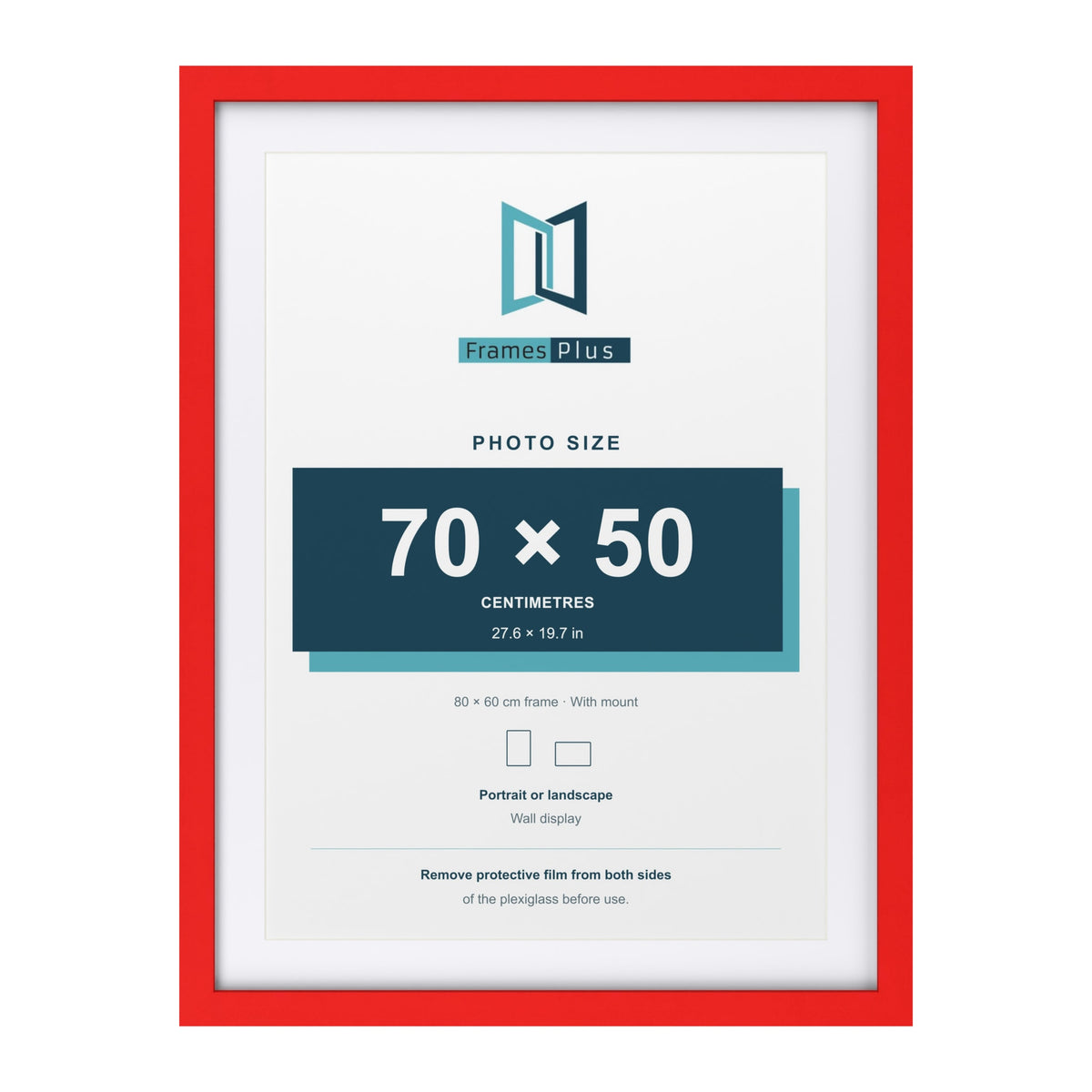 Red 80 x 60 cm picture frame with a white mount for a 70 x 50 cm photo