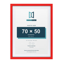 Red 80 x 60 cm picture frame with a white mount for a 70 x 50 cm photo