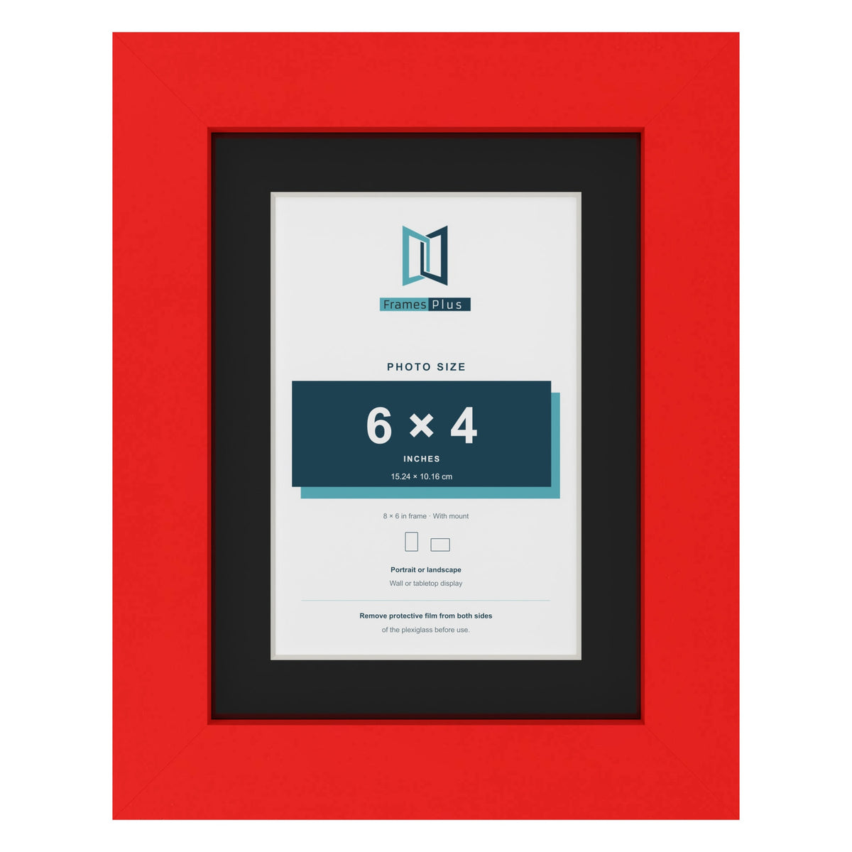 Red 8 x 6 inch picture frame with a black mount for a 6 x 4 inch photo