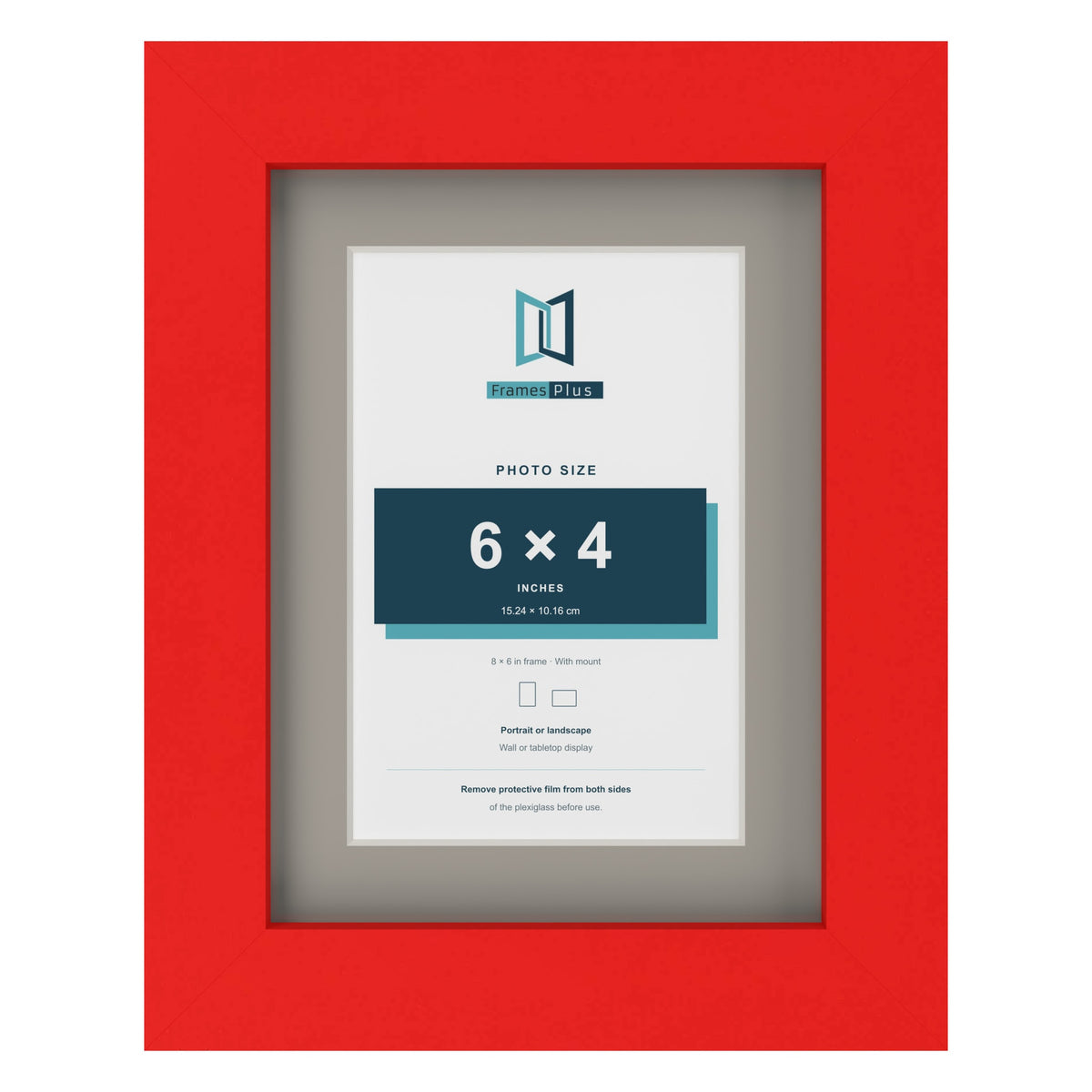 Red 8 x 6 inch picture frame with a Dawn Grey mount for a 6 x 4 inch photo