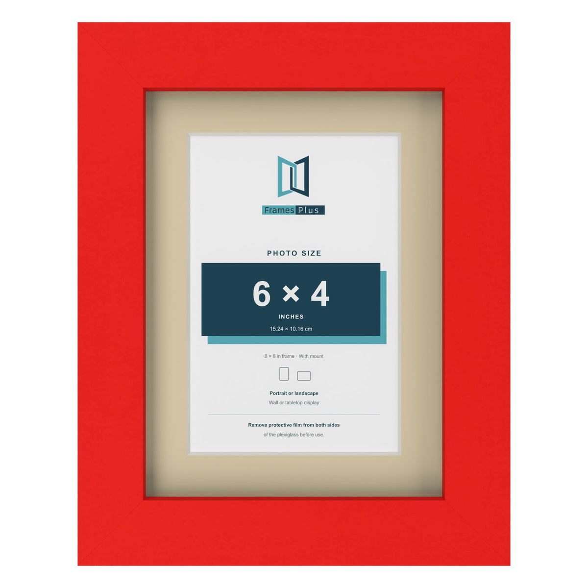 Red 8 x 6 inch picture frame with an ivory mount for a 6 x 4 inch photo