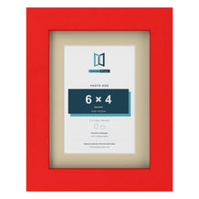 Red 8 x 6 inch picture frame with an ivory mount for a 6 x 4 inch photo