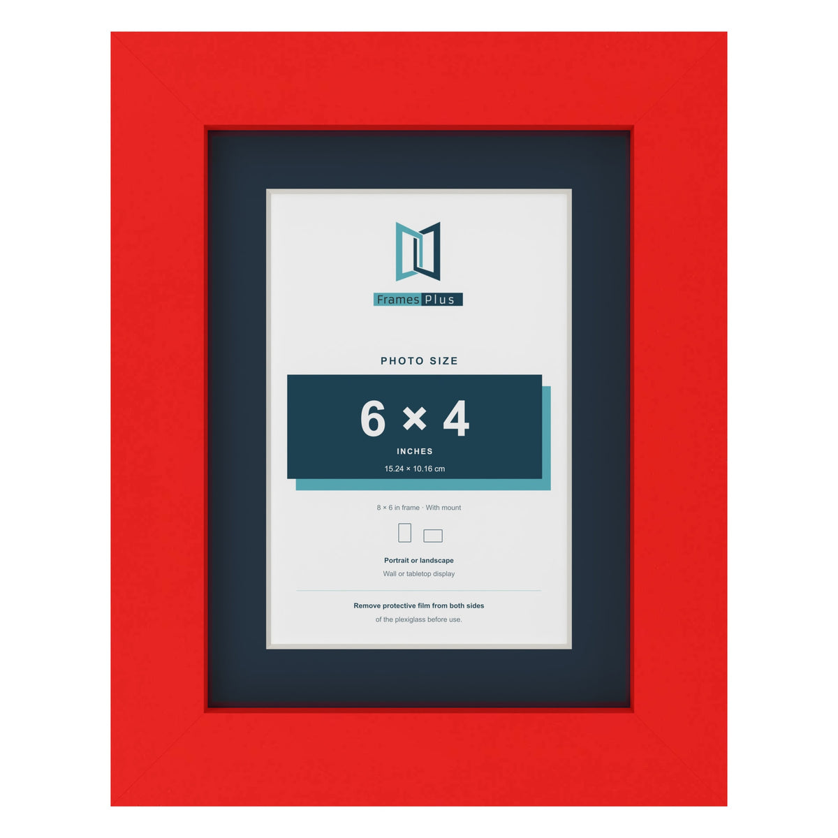 Red 8 x 6 inch picture frame with a Pacific Blue mount for a 6 x 4 inch photo
