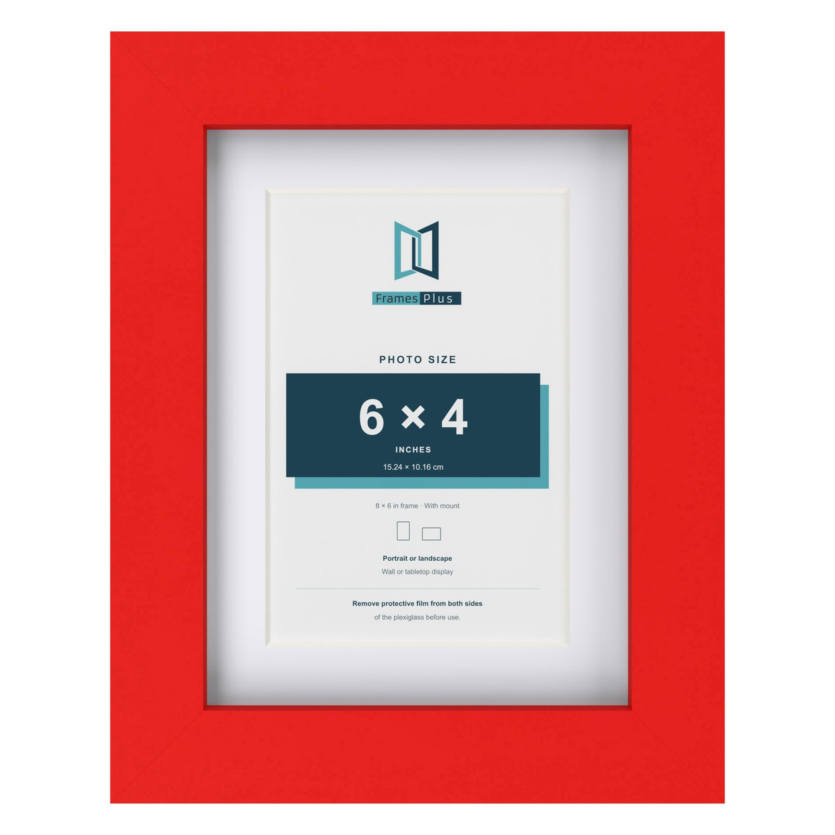 Red 8 x 6 inch picture frame with a white mount for a 6 x 4 inch photo