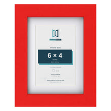 Red 8 x 6 inch picture frame with a white mount for a 6 x 4 inch photo