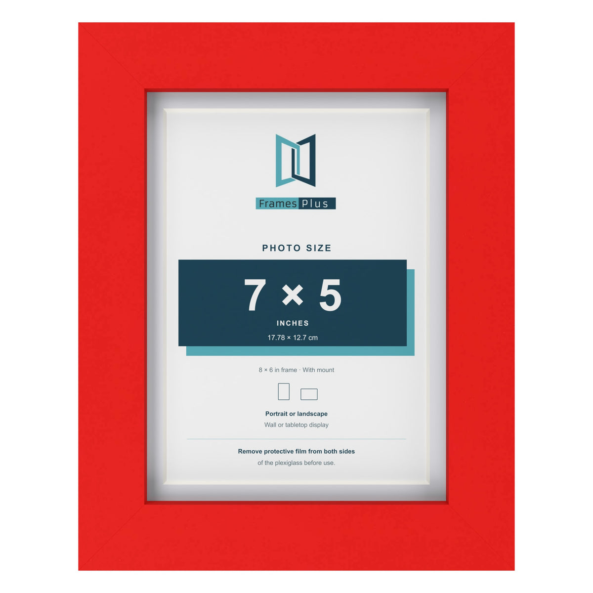 Red 8 x 6 inch picture frame with a white mount for a 7 x 5 inch photo