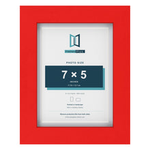 Red 8 x 6 inch picture frame with a white mount for a 7 x 5 inch photo