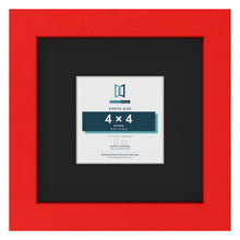 Red 8 x 8 inch picture frame with a black mount for a 4 x 4 inch photo