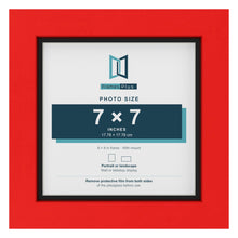 Red 8 x 8 inch picture frame with a black mount for a 7 x 7 inch photo