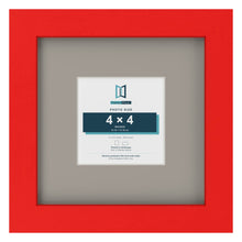 Red 8 x 8 inch picture frame with a Dawn Grey mount for a 4 x 4 inch photo