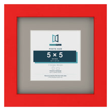 Red 8 x 8 inch picture frame with a Dawn Grey mount for a 5 x 5 inch photo