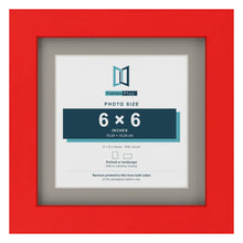 Red 8 x 8 inch picture frame with a Dawn Grey mount for a 6 x 6 inch photo